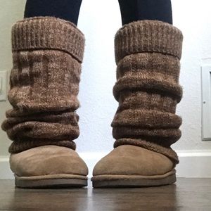 Brown droopy layered boots